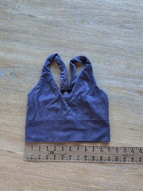 all in motion Ribbed V-Neck Sports Bra - Purple, XS
